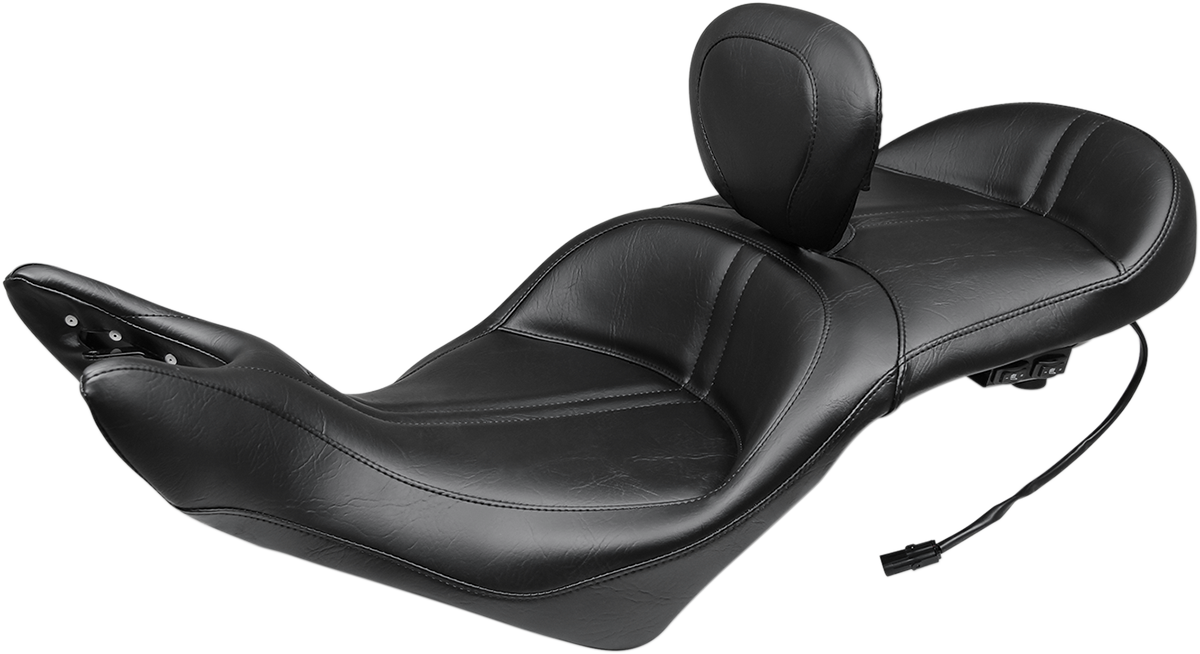 One-Piece Touring Seat - Heated - w/ Driver Backrest - Black 2008 - 2017