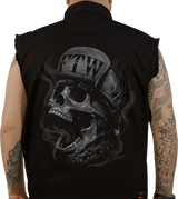 FTW Skull Printed Sleeveless Button Down Shirt - Black - Large