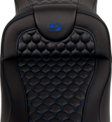 RoadSofa™ Seat - Honeycomb - Blue Stitch - Extended Reach - without Backrest - FLH/FLT \'08-\'23 2008 - 2023