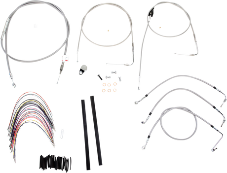 Handlebar Cable/Brake Line Kit - Complete - 18\" Ape Hanger Handlebars - Stainless Steel 2000 - 2006