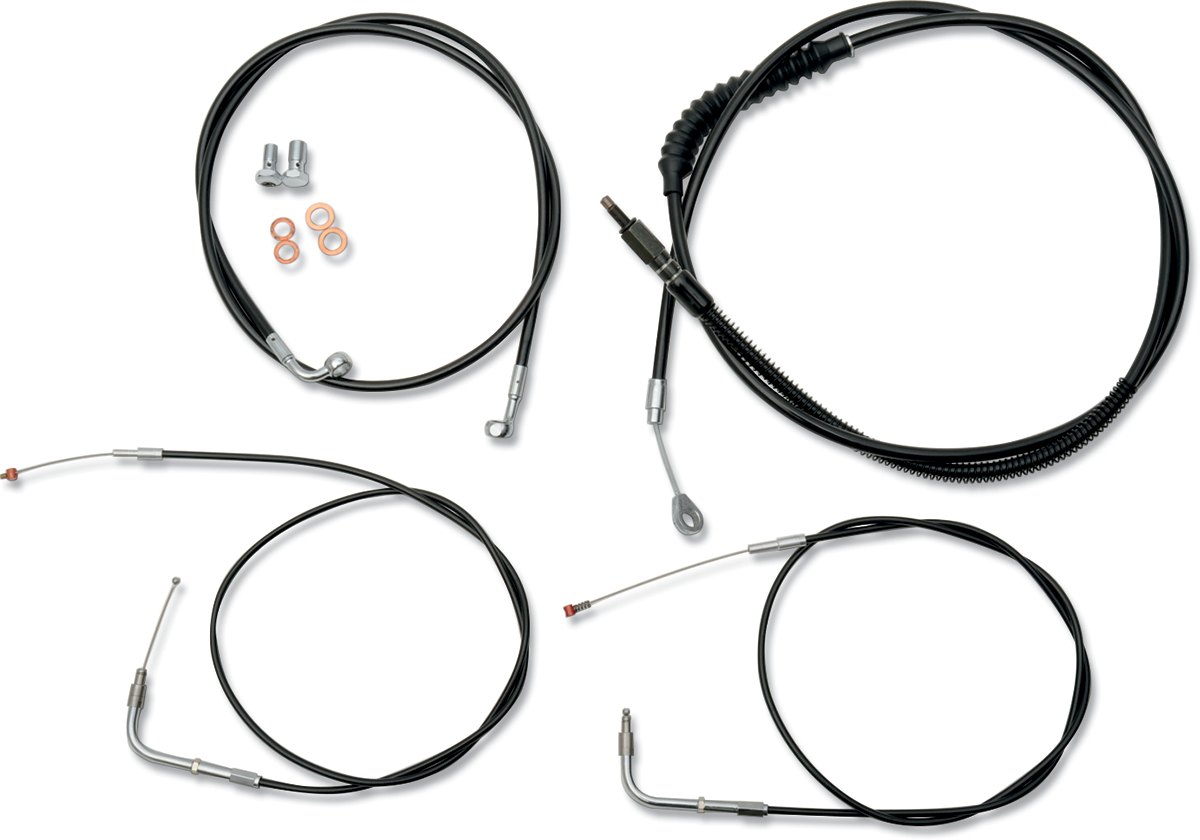 Handlebar Cable/Brake Line Kit - 12\" - 14\" Ape Hanger Handlebars - Black Vinyl 2007 - 2010