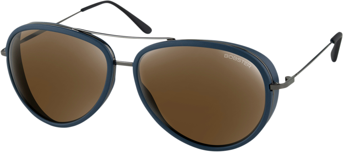 Ice Sunglasses - Matte Navy Gunmetal - Brown HD Silver Mirror