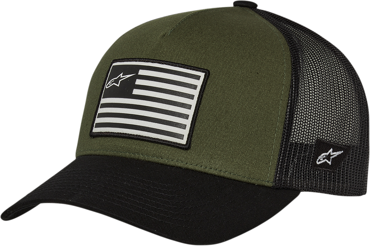 Flag Snapback Hat - Military/Black - One Size