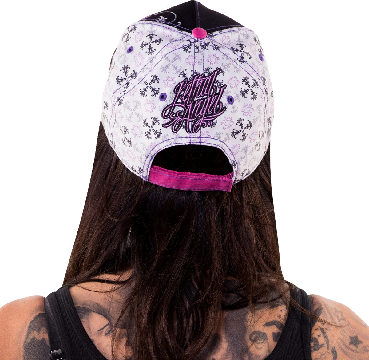 Lethal Angel® Floral Skull Rose Hat - Black/White