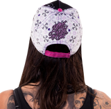 Lethal Angel® Floral Skull Rose Hat - Black/White