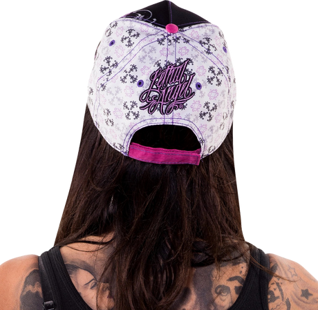 Lethal Angel® Floral Skull Rose Hat - Black/White