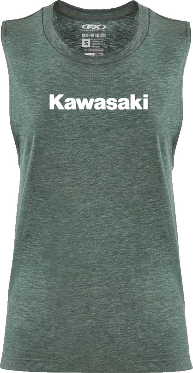 Women\'s Kawasaki Muscle Tank Top - Heather Forest Green - Small