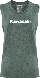 Women\'s Kawasaki Muscle Tank Top - Heather Forest Green - Small