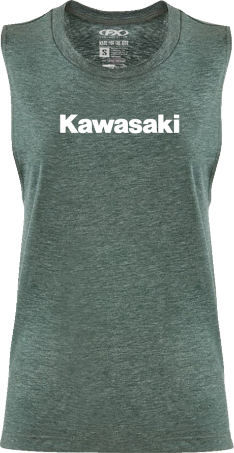 Women\'s Kawasaki Muscle Tank Top - Heather Forest Green - Small