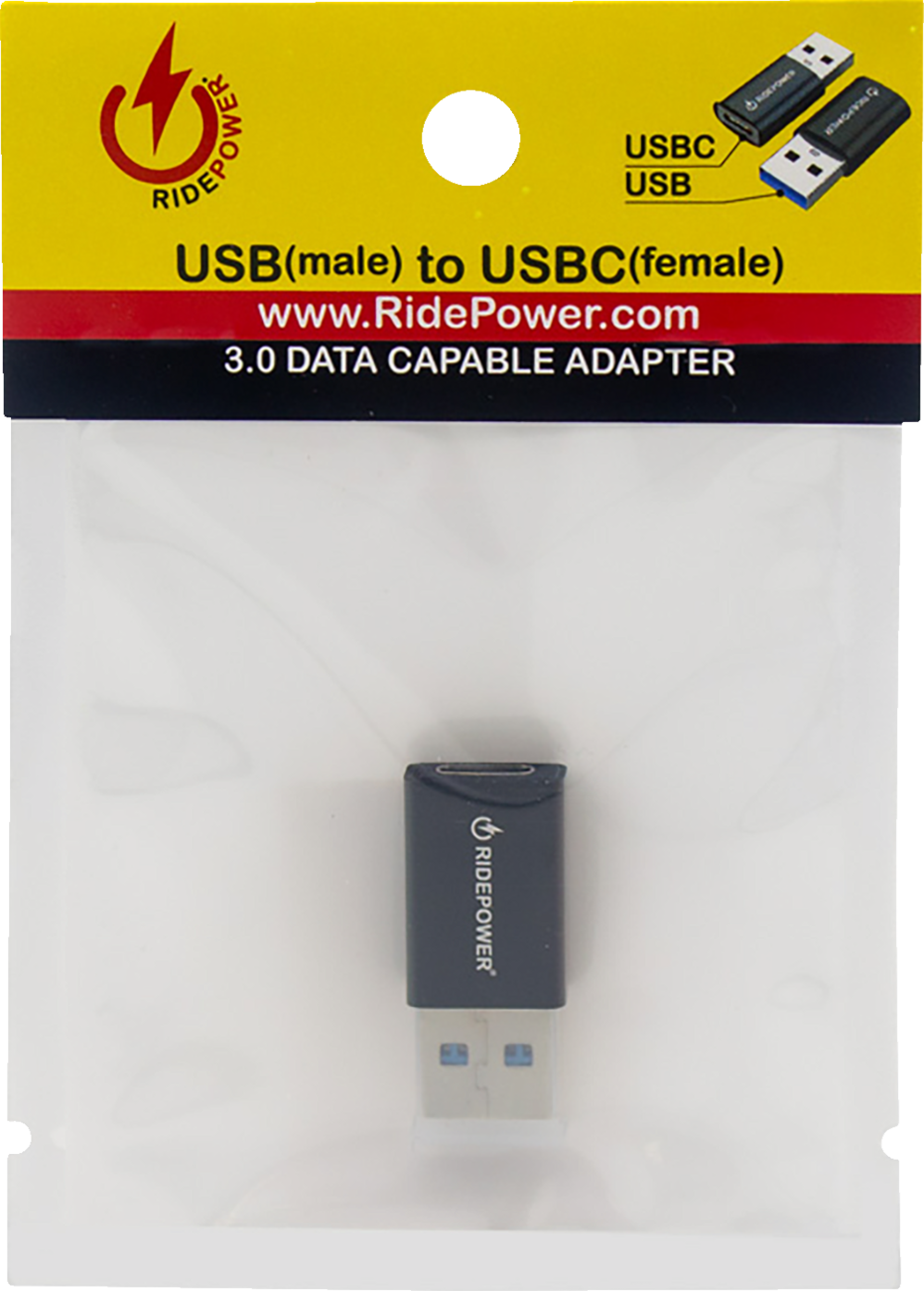 Male USB to Female USB-C Adapter - Power - Compact - Black