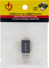 Male USB to Female USB-C Adapter - Power - Compact - Black