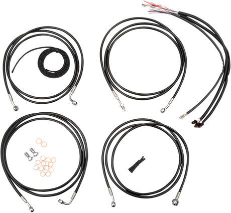 Handlebar Cable/Brake Line Kit - Complete - 15\" - 17\" Handlebars - Black Vinyl 2014 - 2015