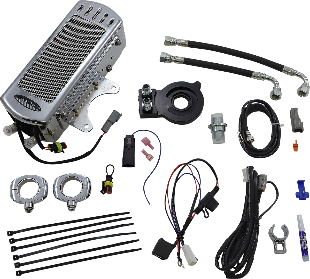 Side Mount Oil Cooler Kit - Chrome - M8 Touring/Trike 2017 - 2023