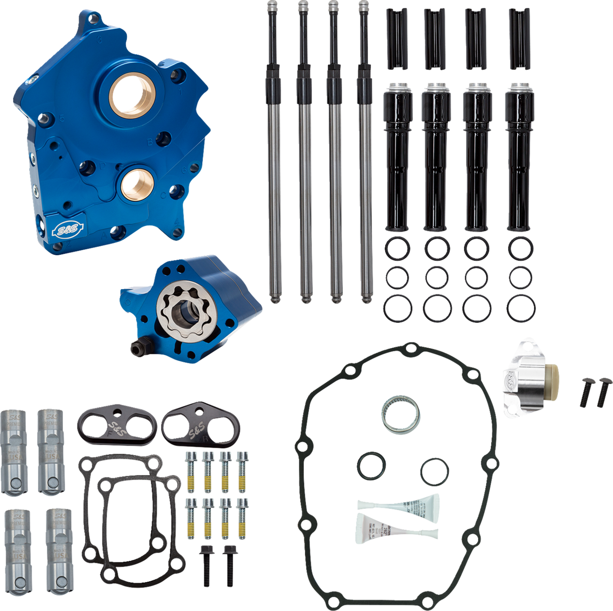 Cam Chest Kit without Cams - Chain Drive - Oil Cooled - Black Pushrods - M8 2017 - 2024