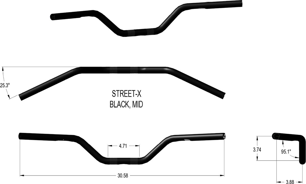 Handlebar - Mid Bend - Black