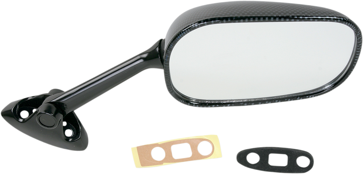 Mirror - Side View - Black/Carbon Fiber - Rectangle - Right - Suzuki 2004 - 2005