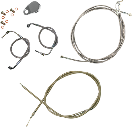 Handlebar Cable/Brake Line Kit - 15\" - 17\" Ape Hanger Handlebars - Stainless Steel 2008 - 2013