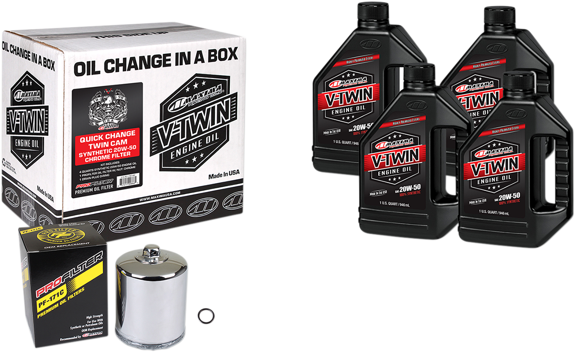 Quick Change Twin Cam Synthetic 20W-50 Oil Change Kit - Chrome Filter 1999 - 2016