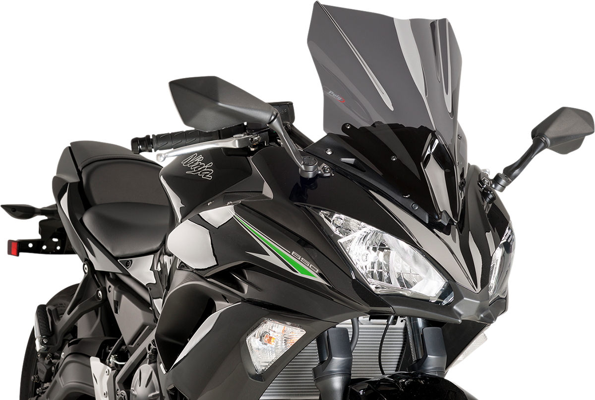 Race Windscreen - 17-3/4\" - Dark Smoke - Kawasaki 2017 - 2019