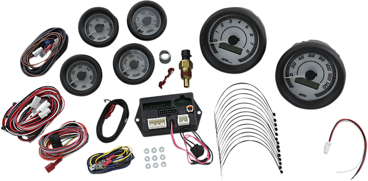 MVX-8K Series Analog/Digital 6-Gauge Kit - Black Bezel - White Face with Gray Background 1996 - 2003