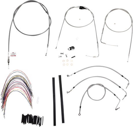 Handlebar Cable/Brake Line Kit - Complete - 14\" Ape Hanger Handlebars - Stainless Steel 2000 - 2006