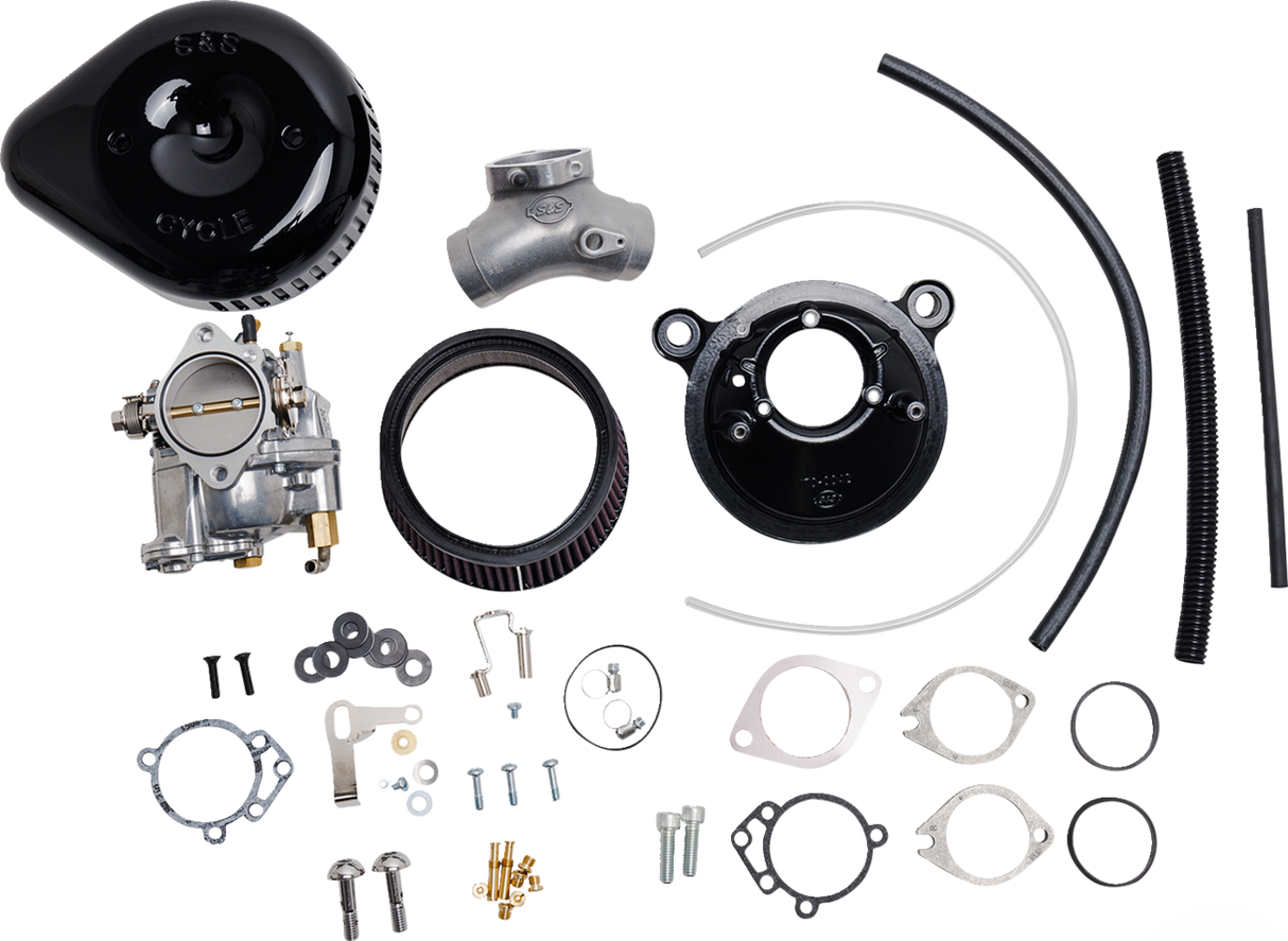 Super G Carburetor with Stealth Air Cleaner Kit - Gloss Black - Evolution Big Twin 1984 - 1999