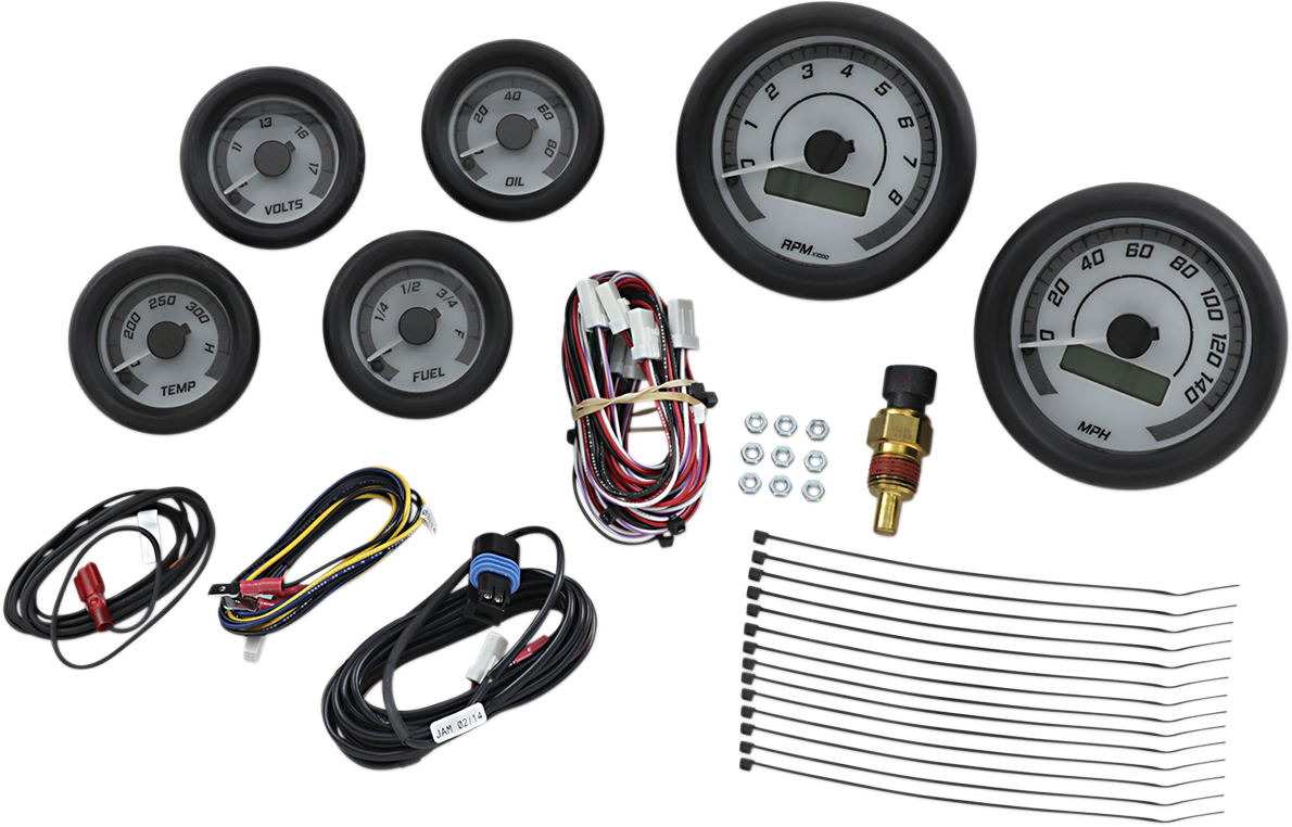 MVX-8K Series Analog/Digital 6-Gauge Kit - Black Bezel - White Face with Gray Background 2004 - 2013