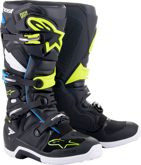 Tech 7 Boots - Black/Blue/Yellow Fluorescent - US 8