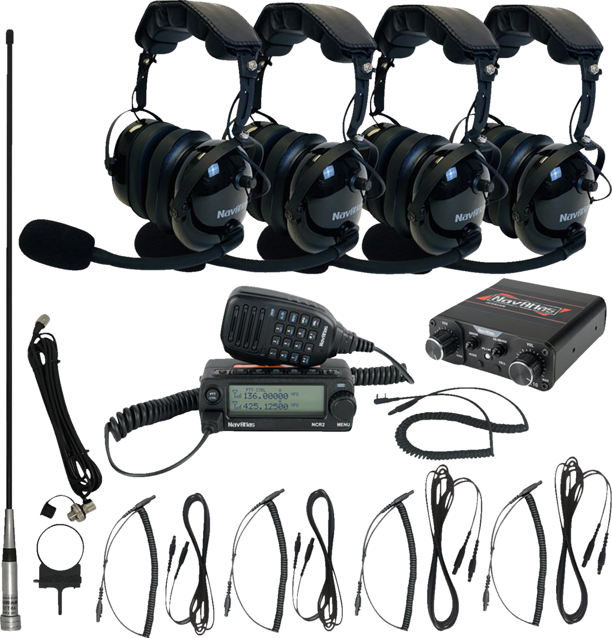 Intercom/Radio and Headset Kit - 4-Seat - Black