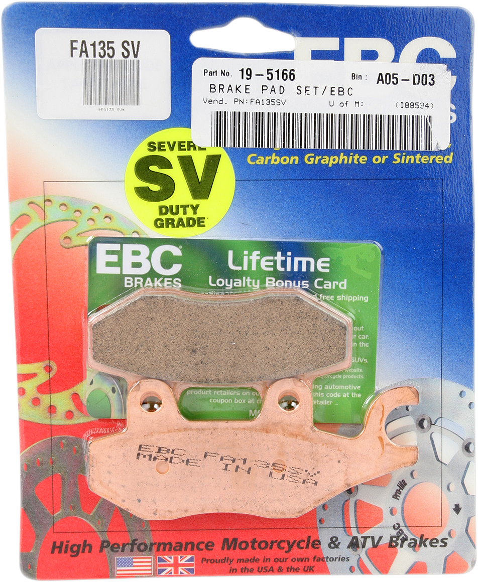 SV Severe Duty Brake Pads - FA135SV 1989 - 2021