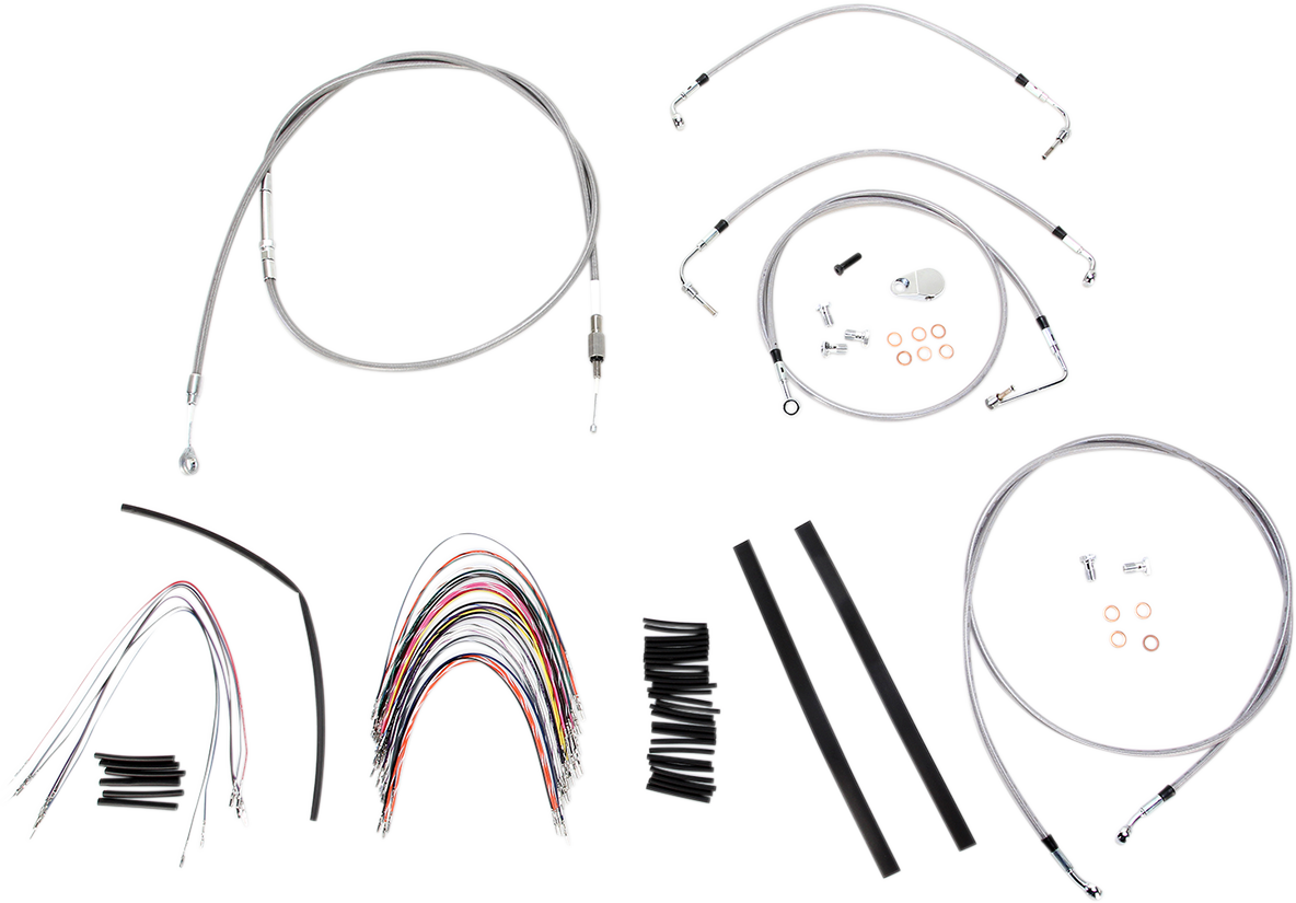 Handlebar Cable/Brake Line Kit - Complete - 16\" Ape Hanger Handlebars - Stainless Steel 2008 - 2013