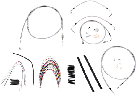 Handlebar Cable/Brake Line Kit - Complete - 16\" Ape Hanger Handlebars - Stainless Steel 2008 - 2013