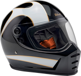 Lane Splitter Helmet - Gloss Black/White Flames - XL