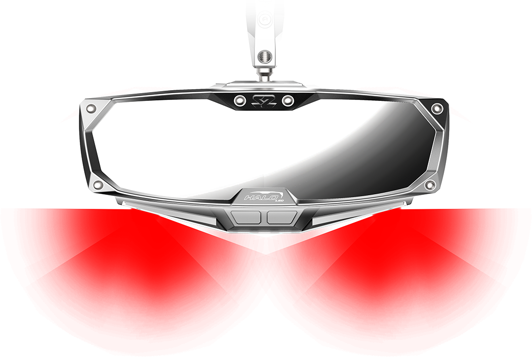 Mirror - Halo R - Rear View w/LED Cabin Light - Rectangle - Silver w/Silver Bezel - 1-3/4\" 1972 - 2021