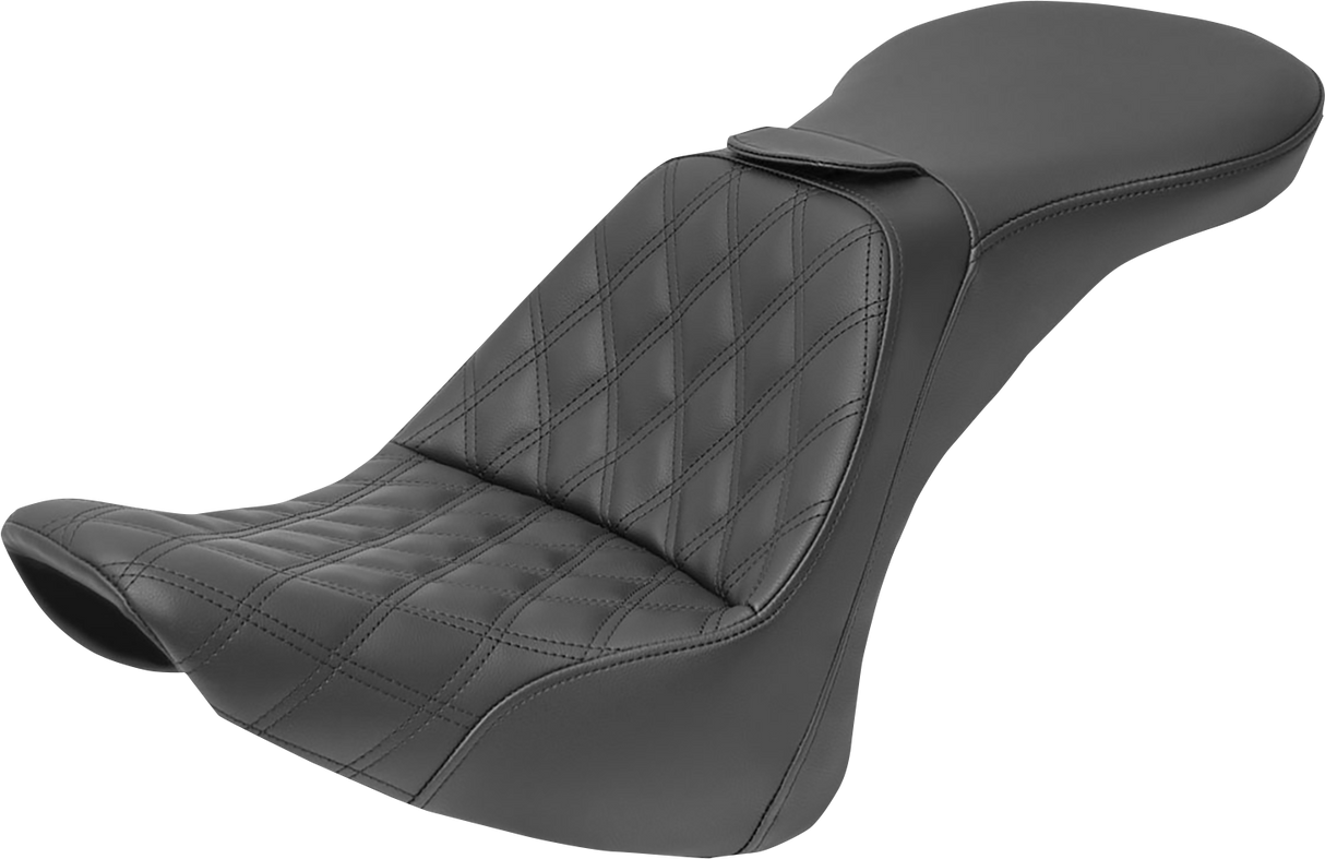 Explorer Seat - With Backrest - Lattice Stitched - Black - FLSTN 2006 - 2017