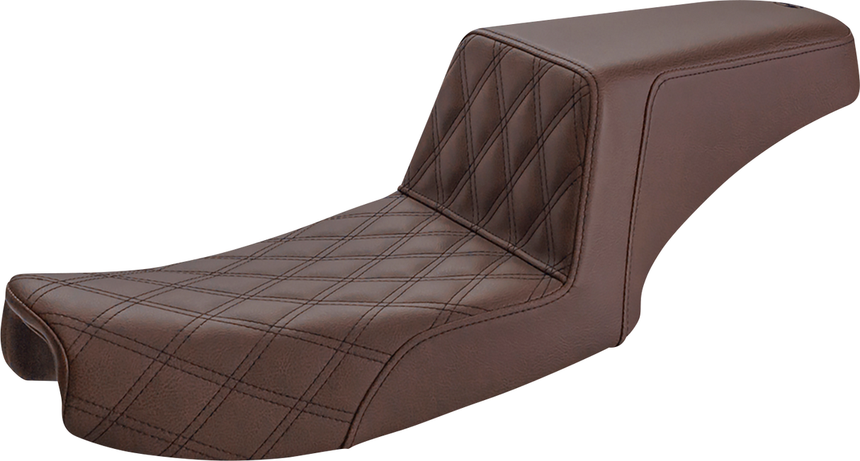 Step-Up Seat - Front Lattice Stitch - Brown - Dyna 1991 - 1995