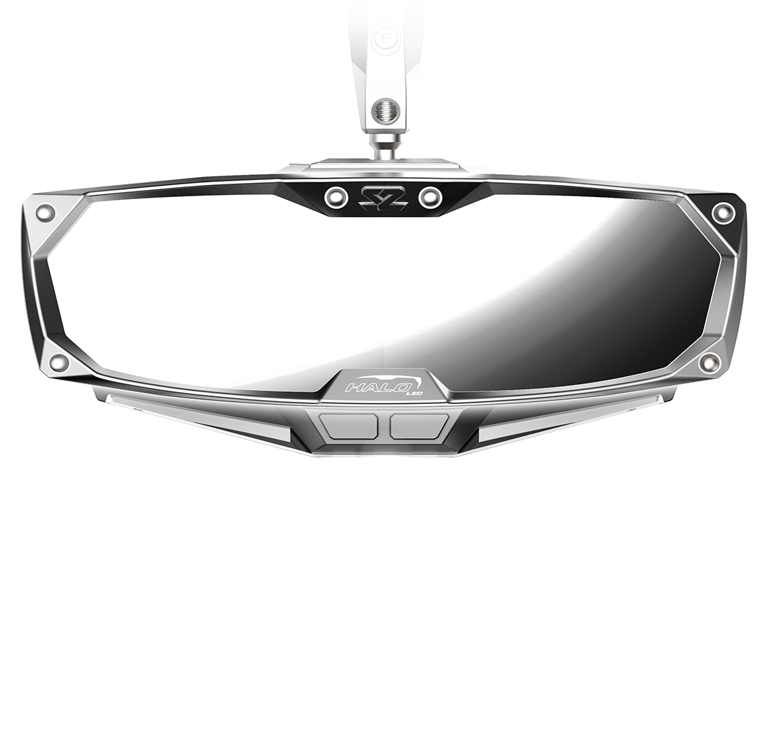 Mirror - Halo R - Rear View w/LED Cabin Light - Rectangle - Silver w/Silver Bezel - 2\" 2008 - 2021